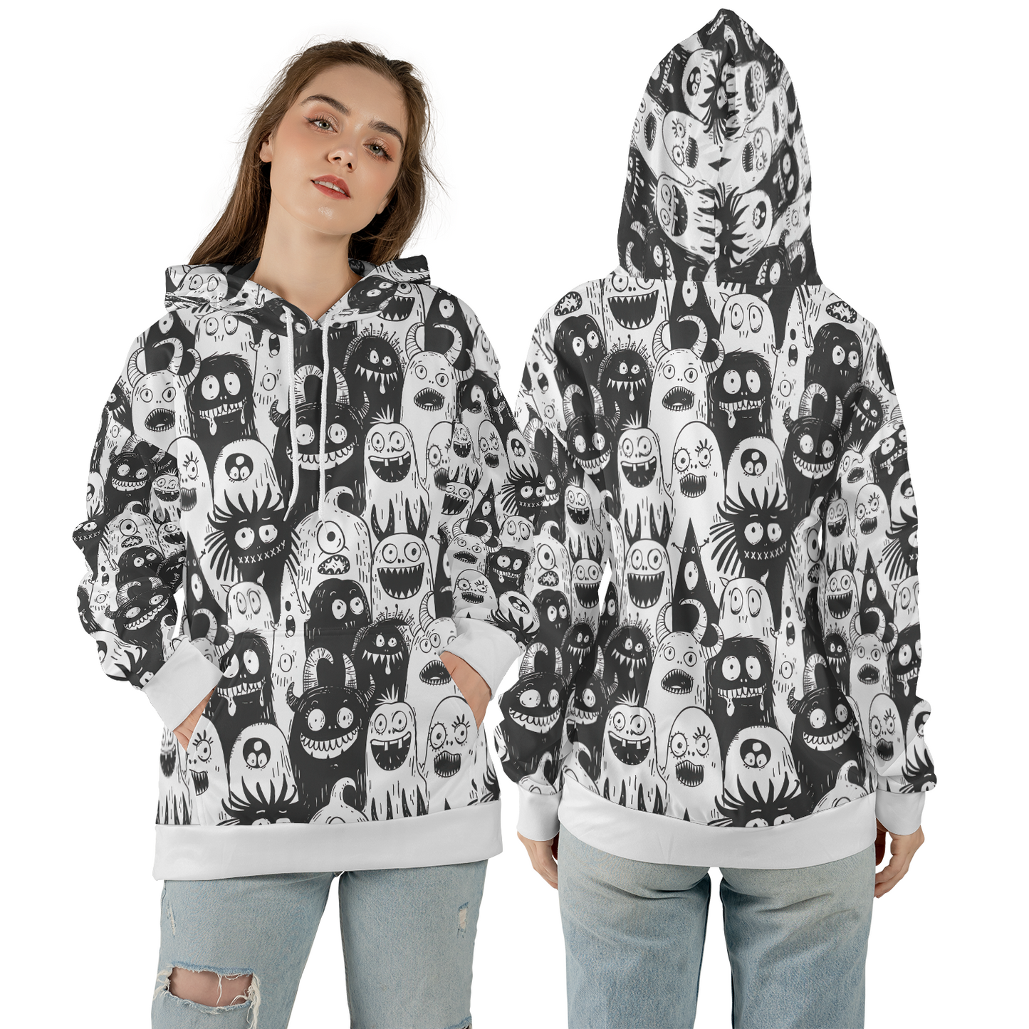 Monster Doodle Crowd - Graphic Hoodies - Cool Hoodies - Unisex Hoodie