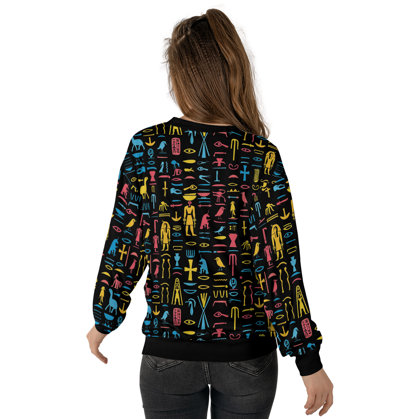 Neon Hieroglyphics Sweatshirts - Colorful Symbols Sweater - Unisex Sweatshirts - Nice Sweater