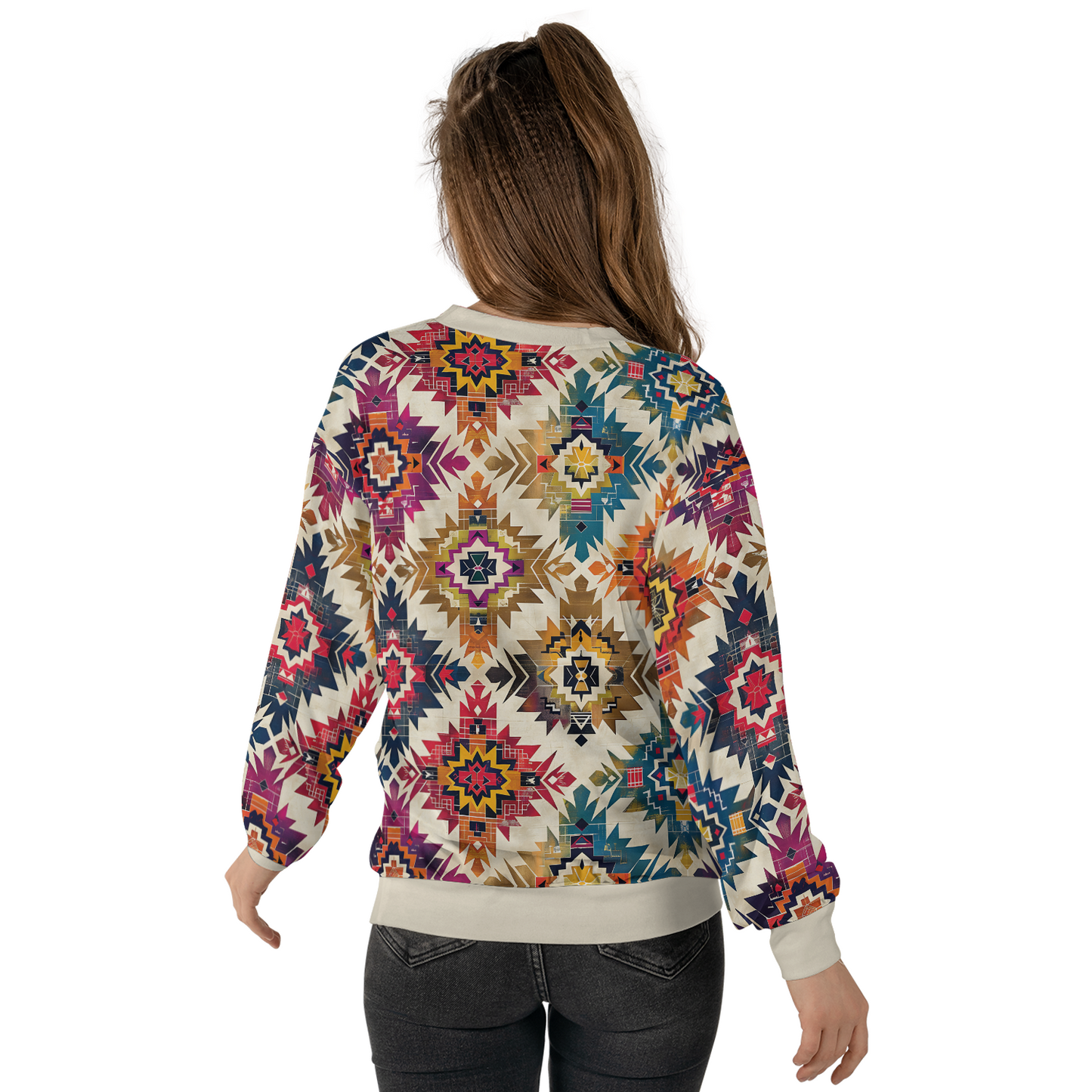 Aztec Diamond Sweatshirts - Boho Geometric Sweater - Dressy Sweatshirts - Nice Sweater