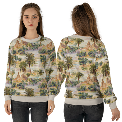 Oasis Landscape Sweatshirts - Ancient Temple Sweater - Nice Sweatshirts - Unisex Sweater