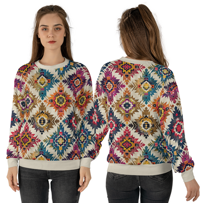 Aztec Diamond Sweatshirts - Boho Geometric Sweater - Dressy Sweatshirts - Nice Sweater