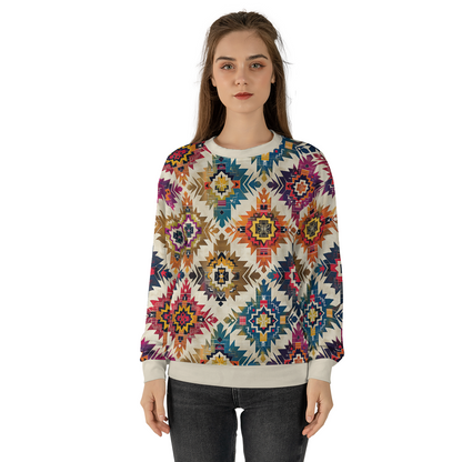 Aztec Diamond Sweatshirts - Boho Geometric Sweater - Dressy Sweatshirts - Nice Sweater
