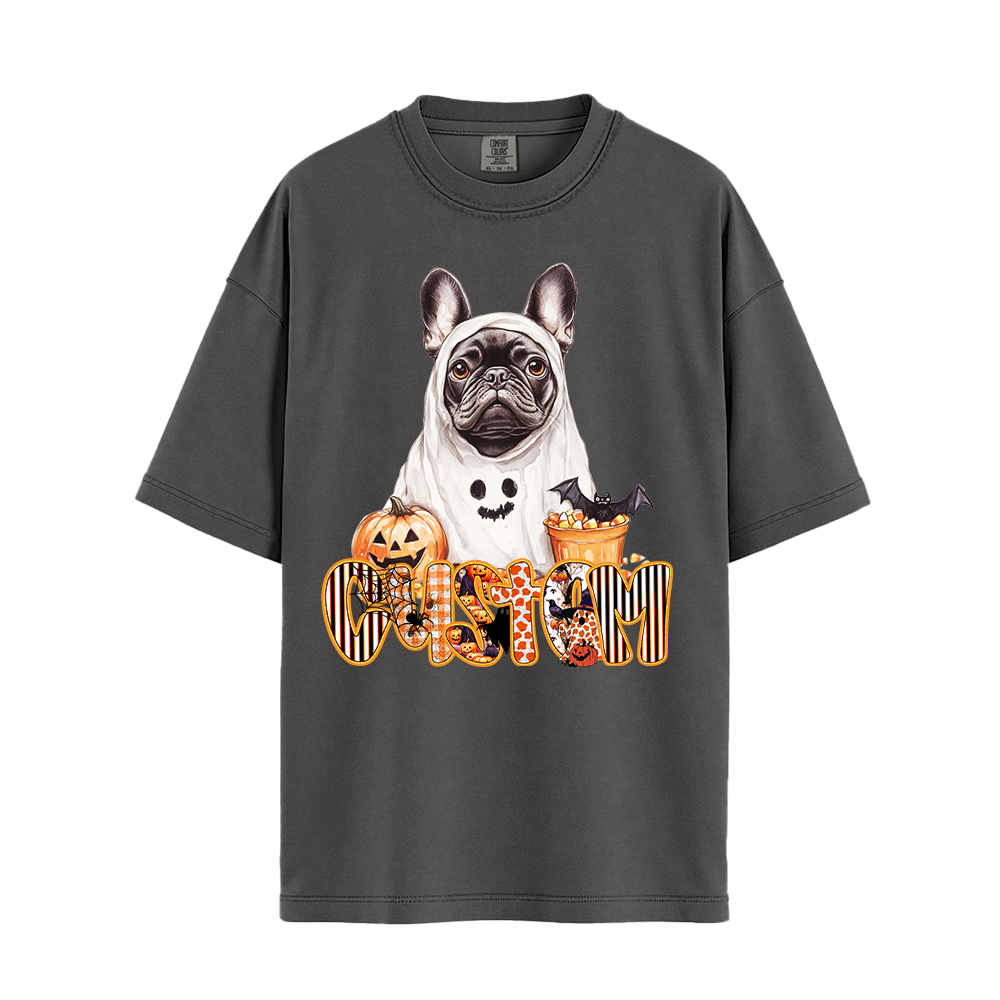Customised Shirt - Ghost French Bulldog Dog - Casual Wear For Men - Unisex Clothing - Unisex T-Shirt