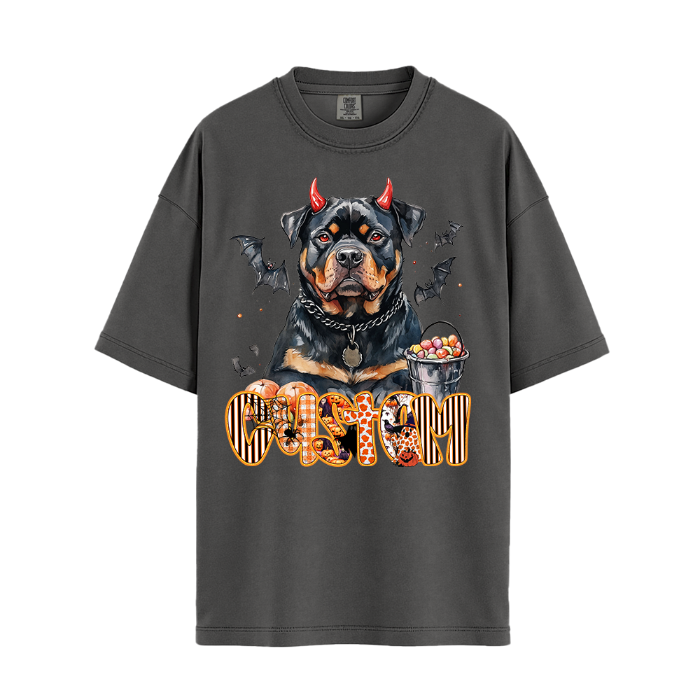Personalised Customised Shirt - Devil Rottweiler Halloween - Clothing For Men - Cool T-Shirt - Unisex T-Shirt