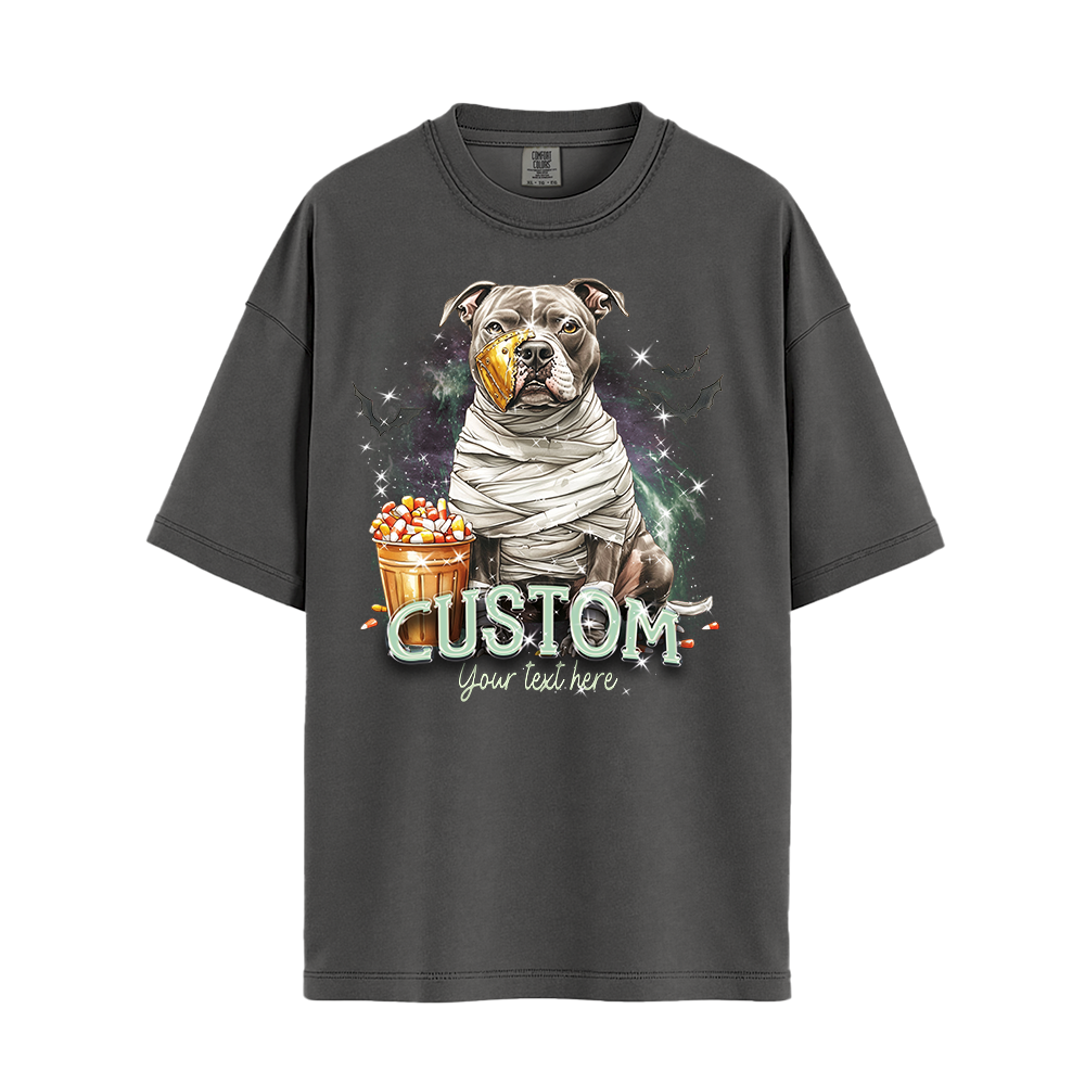 Personalised Shirt - Mummy Pitbull Dog Halloween - Clothing For Men - Cool T-Shirt - Unisex T-Shirt