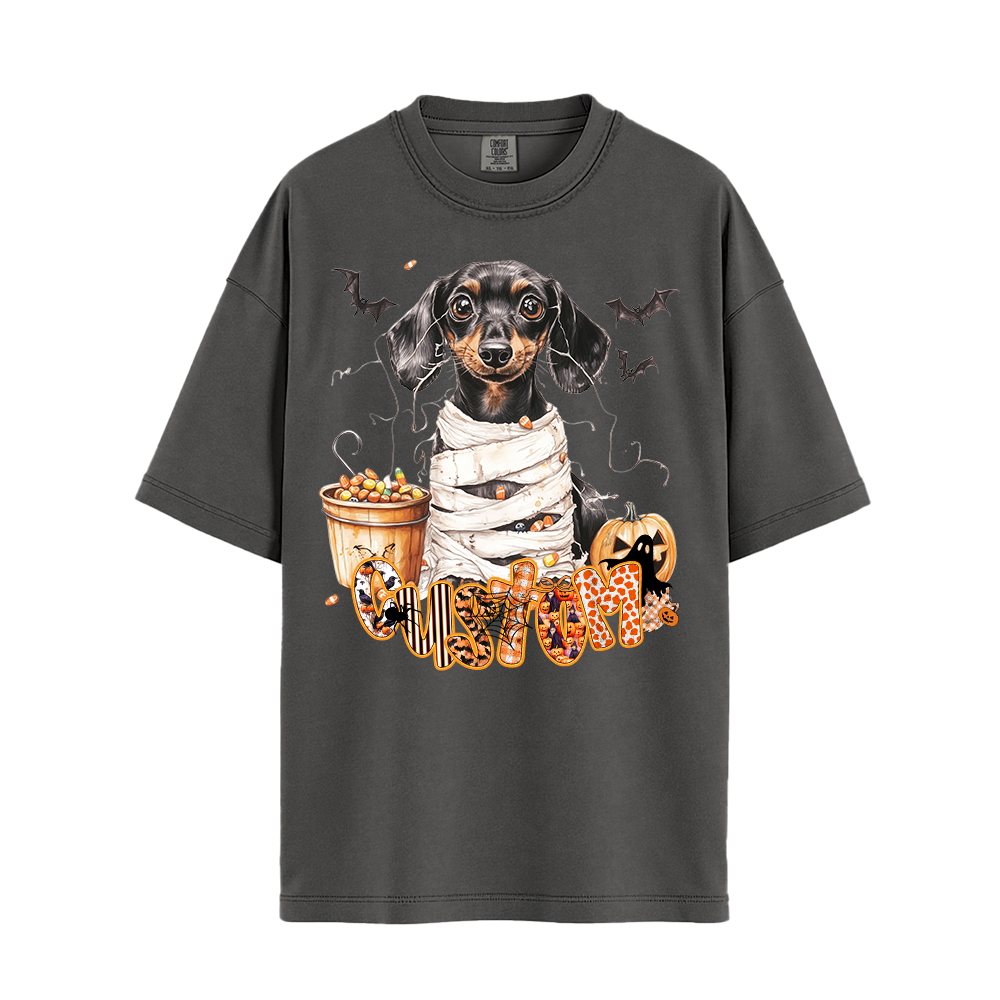Customised Shirt - Mummy Dachshund Dog Halloween - T Shirt For Men - Cool T-Shirt - Unisex T-Shirt