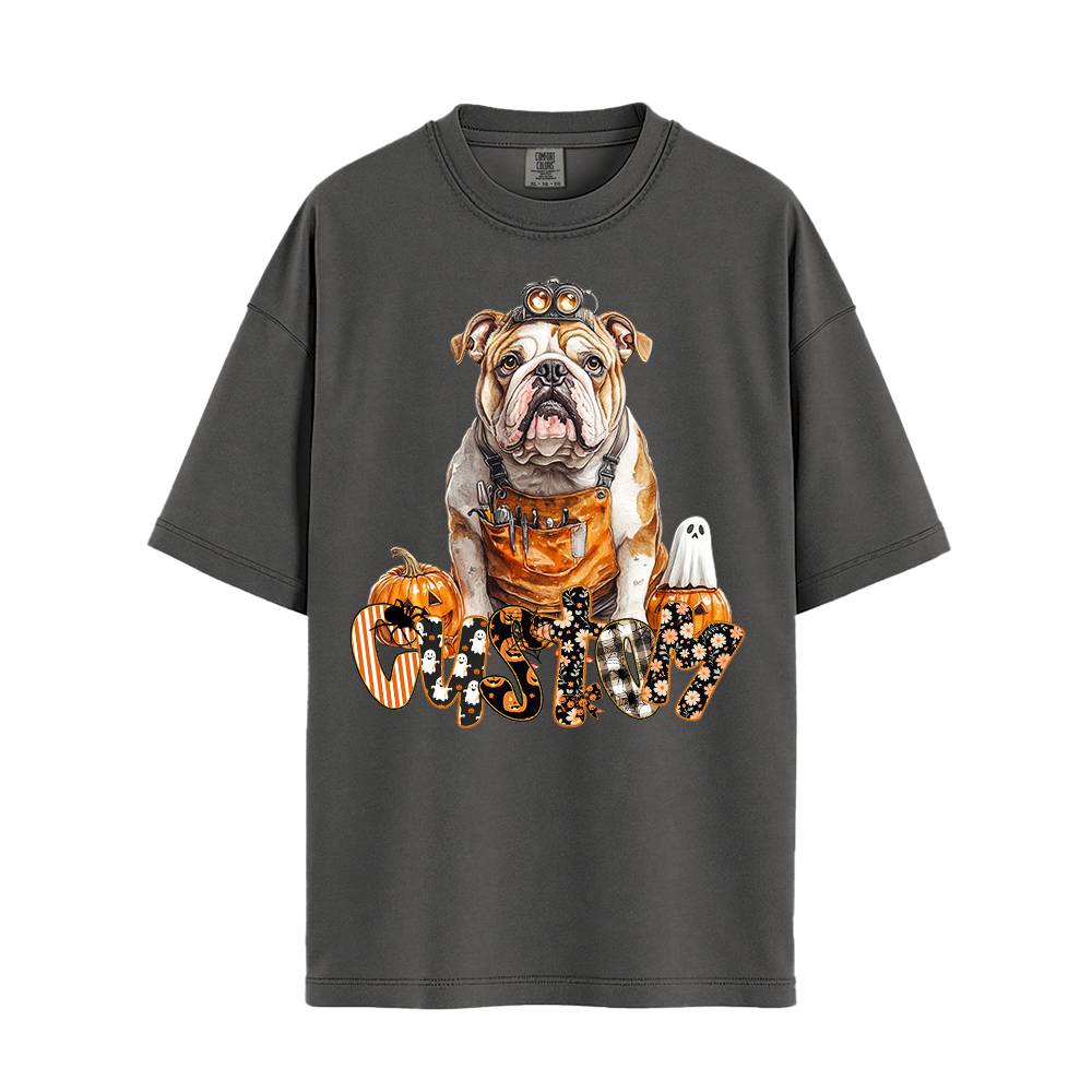 Personalised Customised Shirt - Mechanic Bulldog Halloween - Clothing For Men - Cool T-Shirt - Unisex T-Shirt