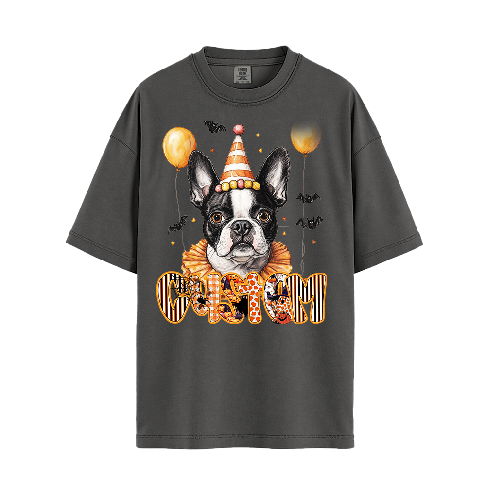 Customised Shirt - Clown Boston Terrier Dog - T Shirt For Men - Cool T-Shirt - Unisex T-Shirt