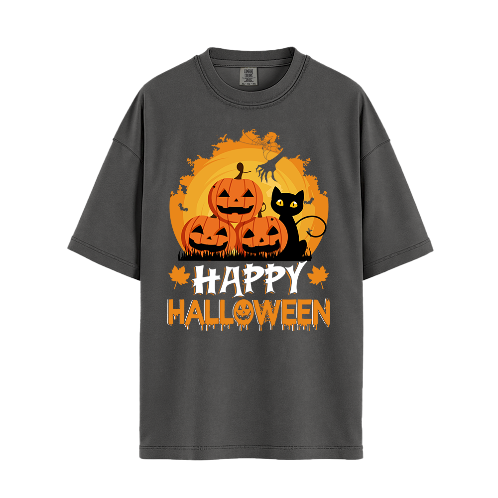 Spooky Black Cat Pumpkin - Halloween Shirt - Unisex Outfit - Unisex T-Shirt