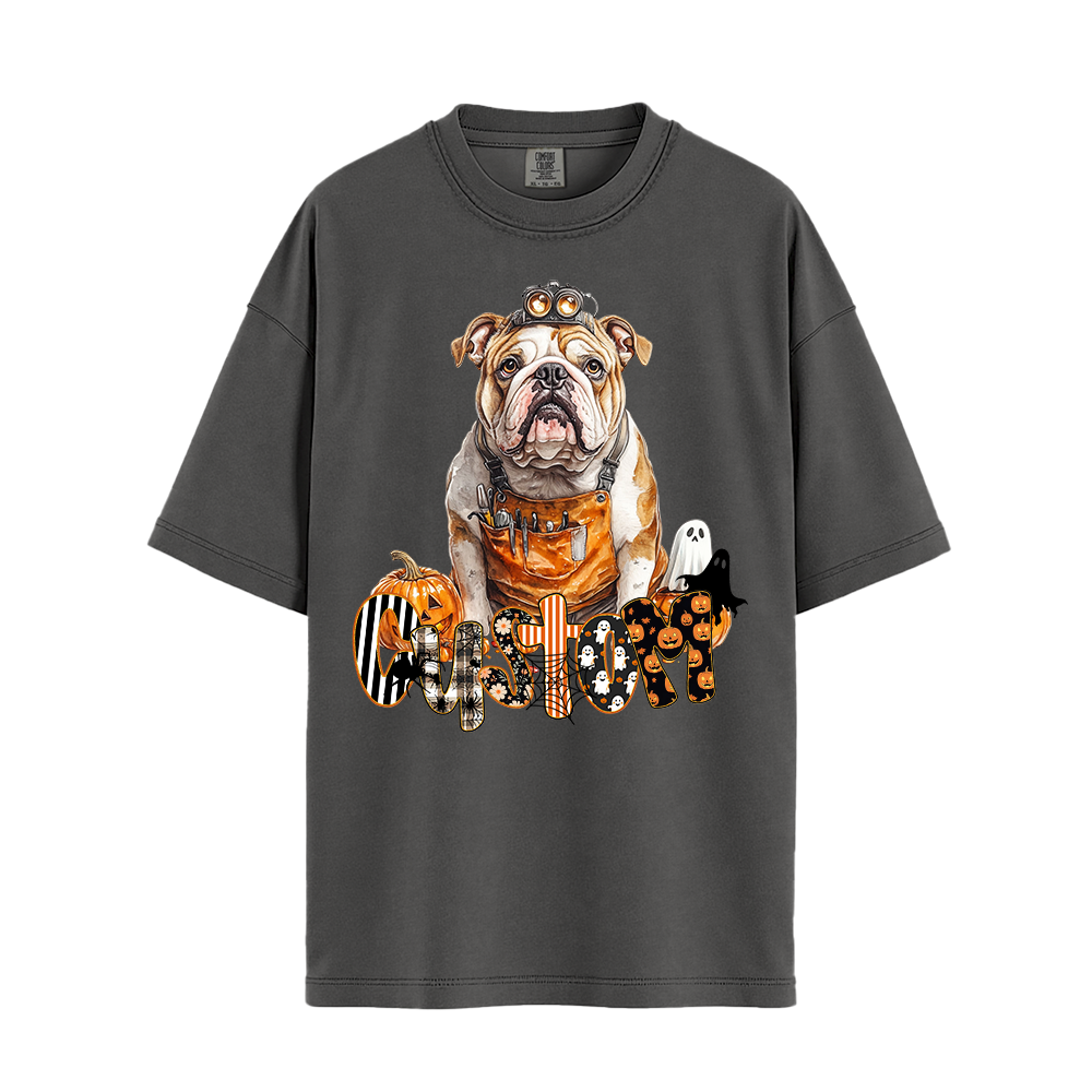 Customised Shirt - Mechanic Bulldog Dog Halloween - T Shirt For Men - Cool T-Shirt - Unisex T-Shirt