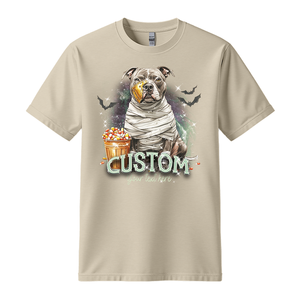 Personalised Shirt - Mummy Pitbull Dog Halloween - Clothing For Men - Cool T-Shirt - Unisex T-Shirt