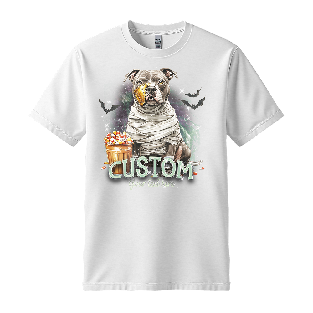 Personalised Shirt - Mummy Pitbull Dog Halloween - Clothing For Men - Cool T-Shirt - Unisex T-Shirt