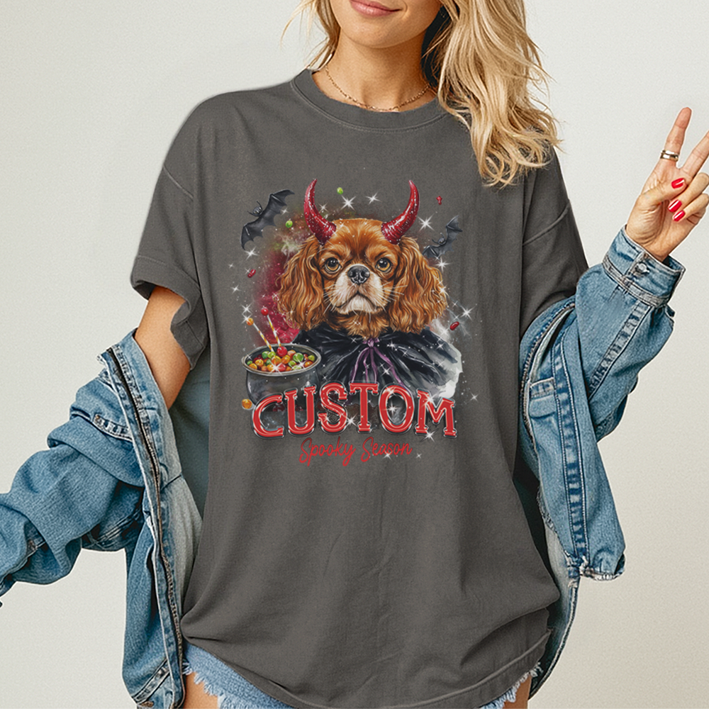 Customised Shirt - Devil Cavalier Spaniel Dog - Casual Wear For Men - Cool T-Shirt - Unisex T-Shirt