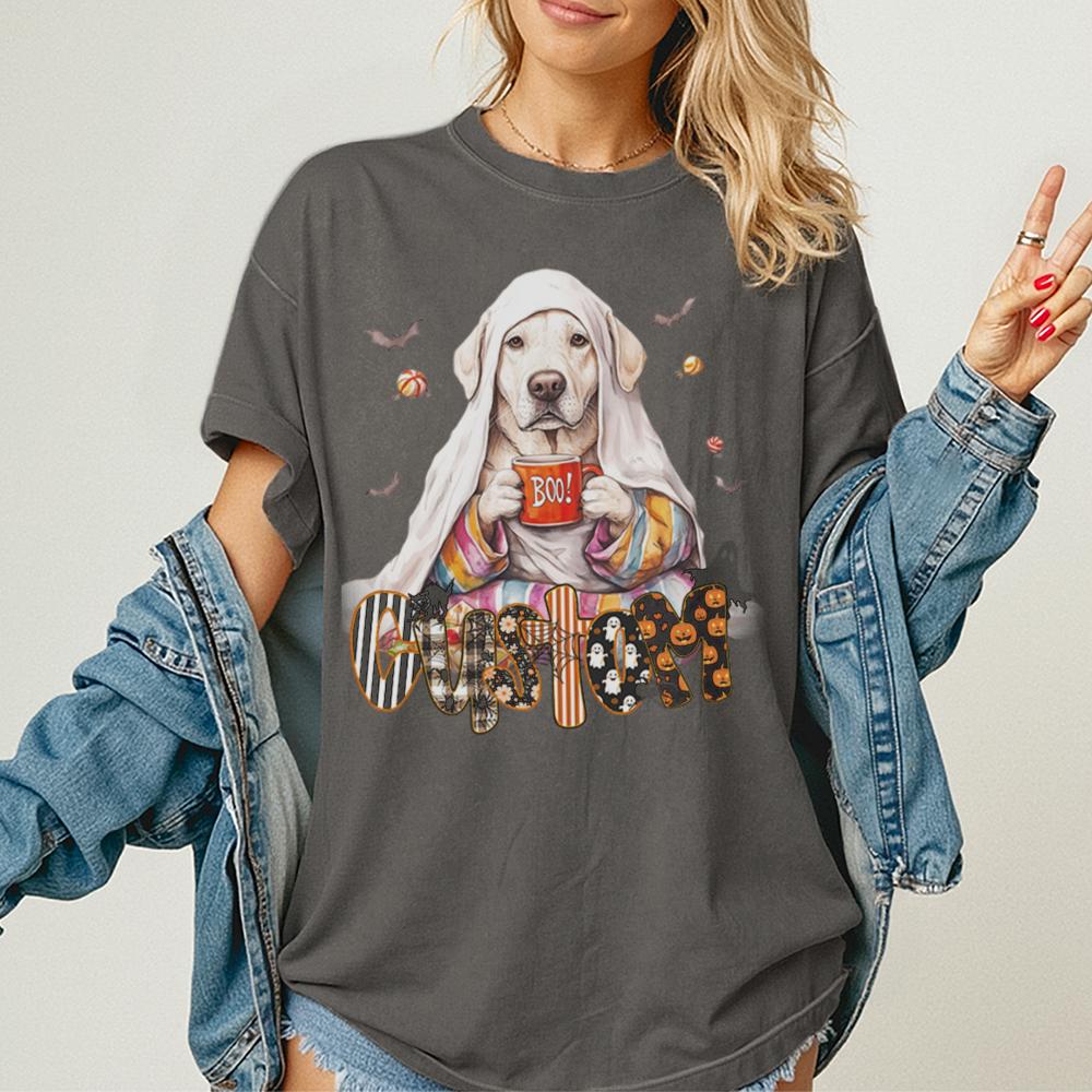 Personalised Shirt - Cozy Ghost Labrador Dog - T Shirt For Men - Best Unisex T Shirt