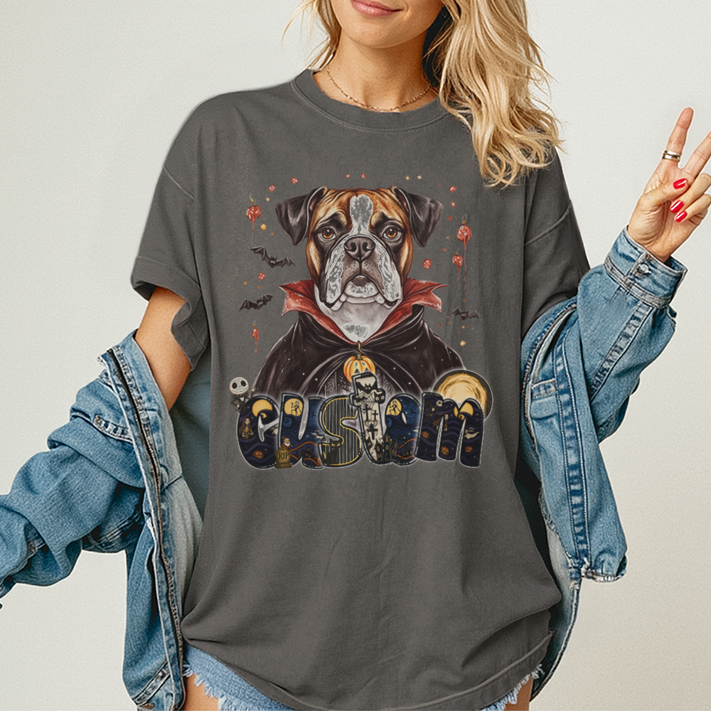 Customised Shirt - Vampire Boxer Dog Halloween - Outfit For Men - Cool T-Shirt - Unisex T-Shirt