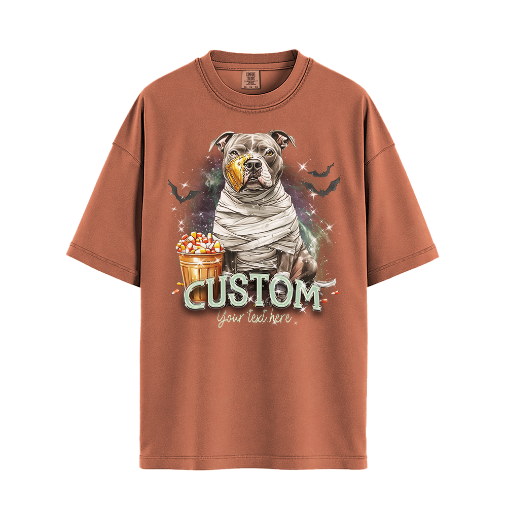 Personalised Shirt - Mummy Pitbull Dog Halloween - Clothing For Men - Cool T-Shirt - Unisex T-Shirt