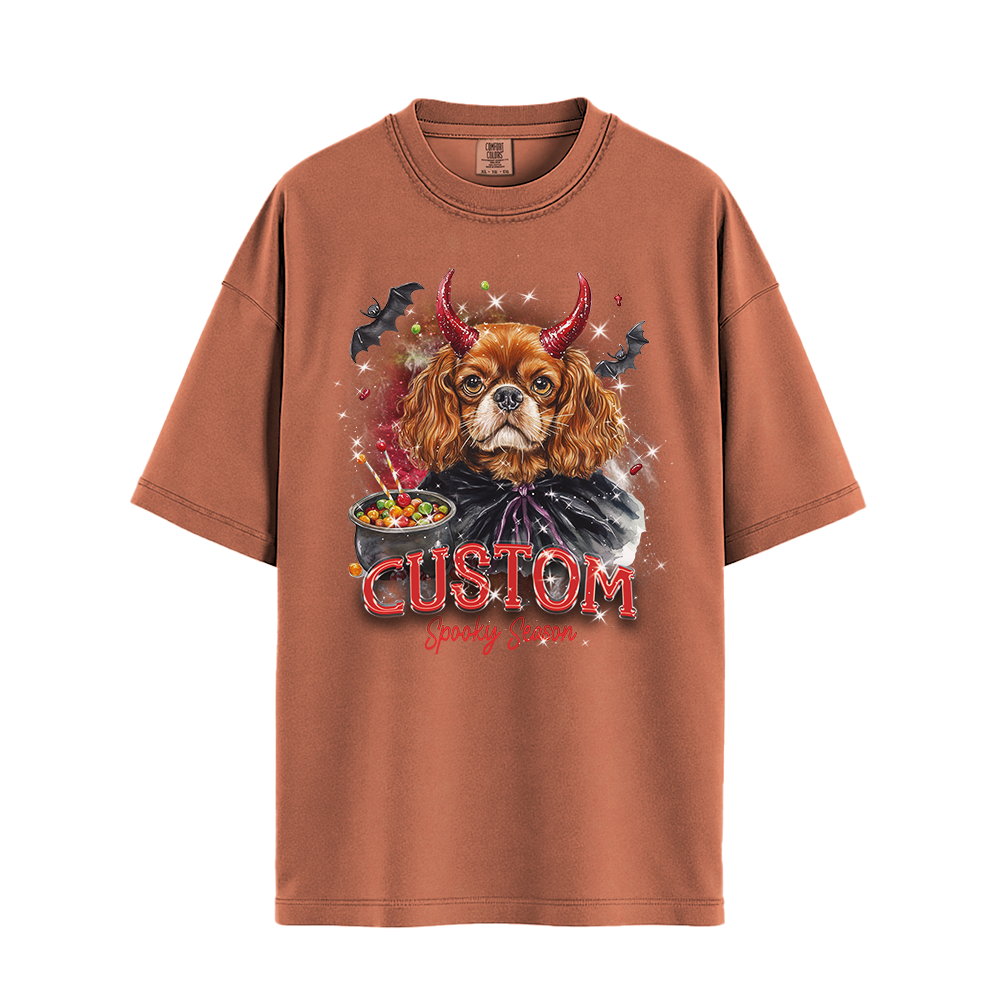 Customised Shirt - Devil Cavalier Spaniel Dog - Casual Wear For Men - Cool T-Shirt - Unisex T-Shirt