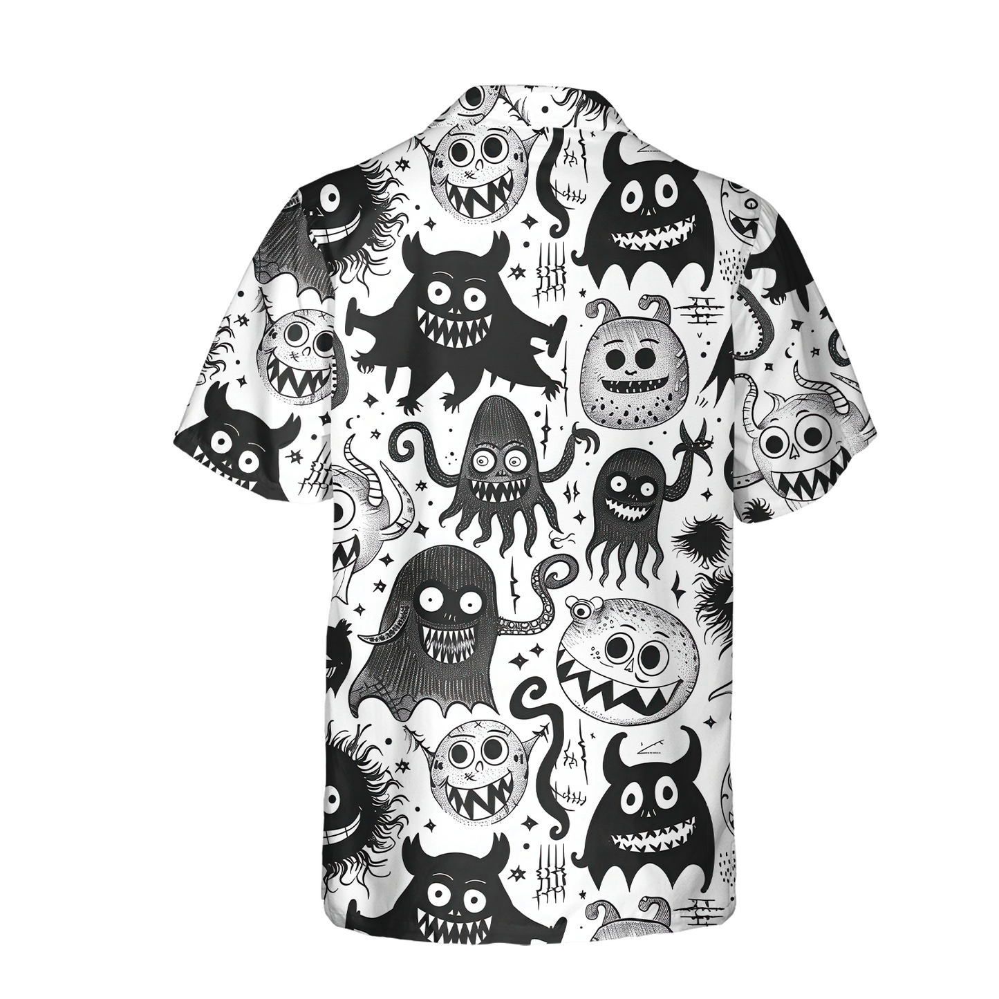Doodle Monster Party - Guys Hawaiian Shirts - Beach Shirt For Men