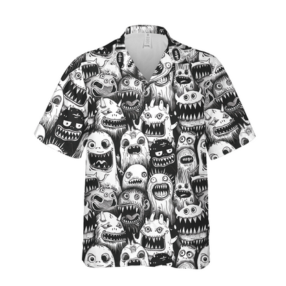 Monster Mash Print - Guys Hawaiian Shirts - Mens Summer Fashion