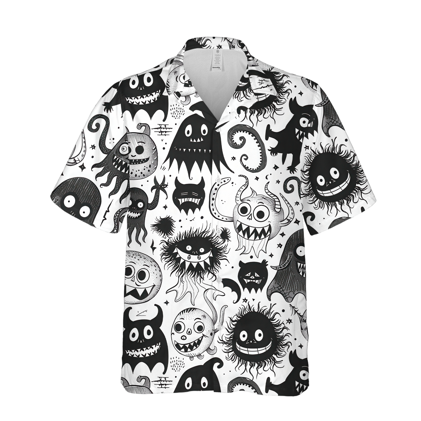 Doodle Monster Party - Guys Hawaiian Shirts - Beach Shirt For Men