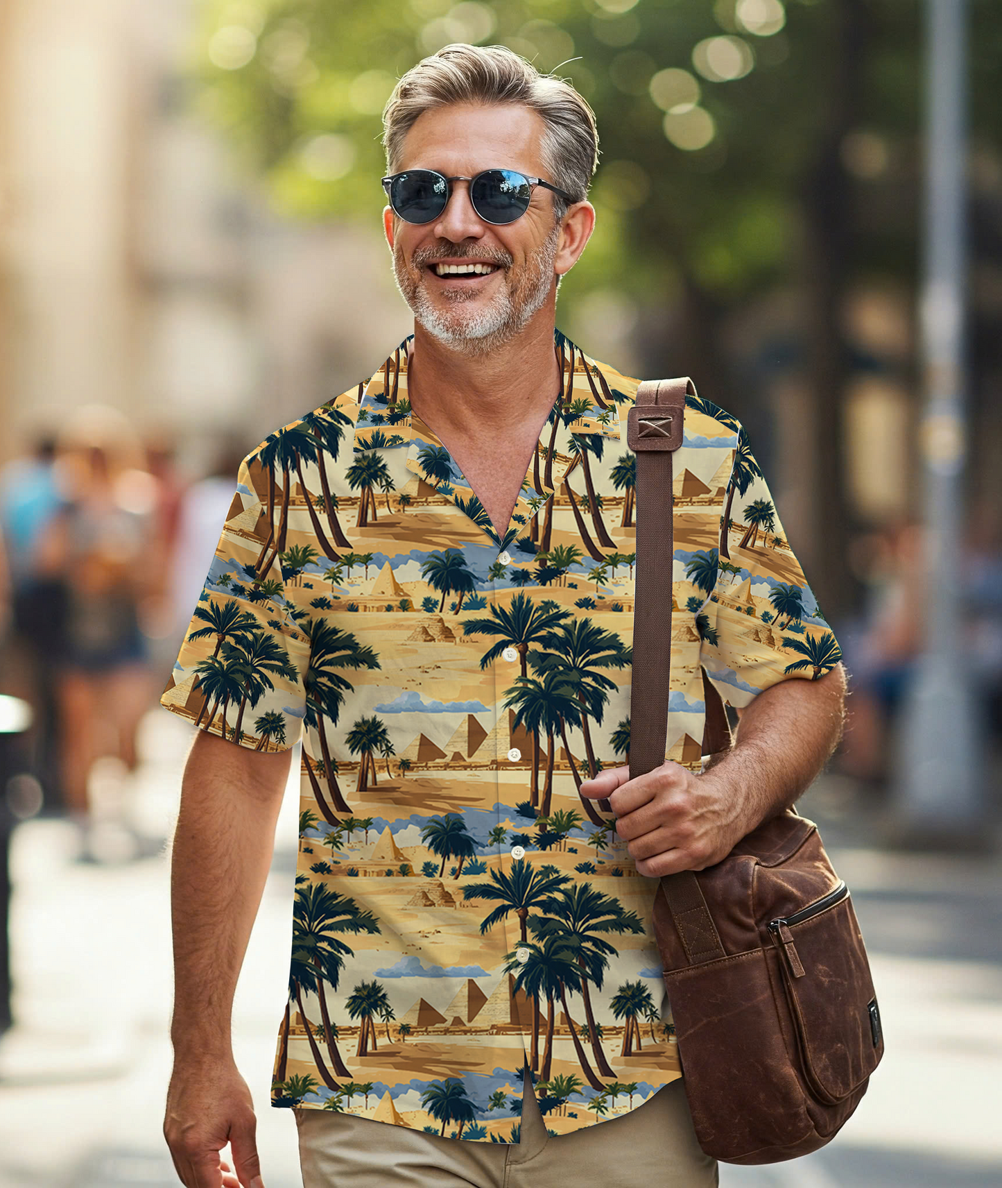 Desert Oasis Pyramid & Palm Hawaiian Shirt - Sahara Sands Aloha